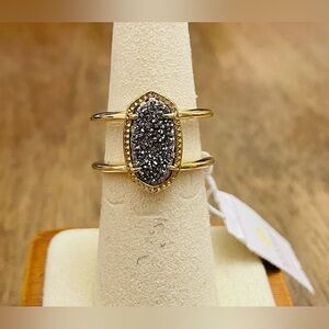 Kendra Scott Gold Elyse Platinum Drusy Ring Size 7